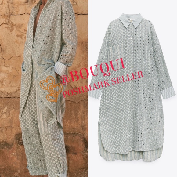 BLOGGER FAV ZARA PATCHWORK EMBROIDERED SHIRT DRESS - Picture 9 of 9